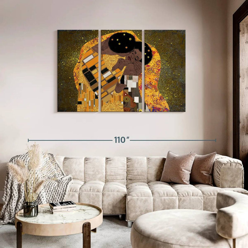 Black Couple Kiss 3 pièces, H 48 po x l 74 po x P 1,25 po