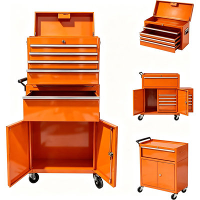 24 po x 16 po x 29 po. Armoire à outils à 5 tiroirs pour le garage avec rangement à 4 tiroirs et 1 armoire inférieure à 1 tiroir pour l'organisation et le rangement de l'atelier, orange