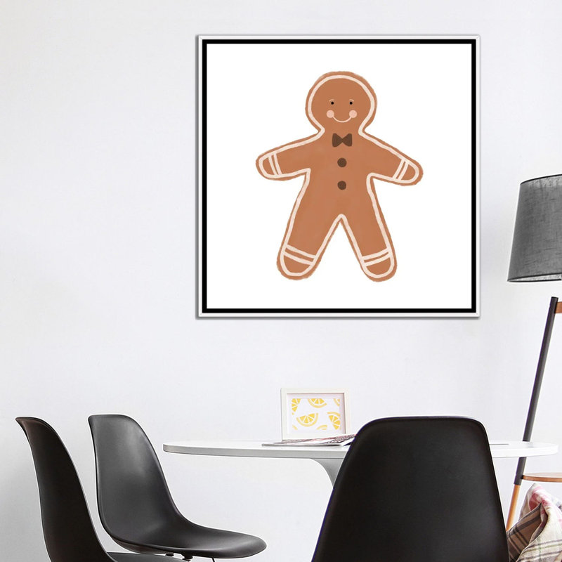 Reproduction d’art, "Gingerbread Man" par Orara studio, H 37 po x l 37 po x P 1,5 po, Toile blanche encadrée, Pas de tapis