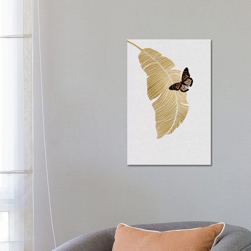 Butterfly & Palm by Orara Studio - Wrapped Canvas Painting, 66.04 cm H x 45.72 cm W x 1.91 cm D