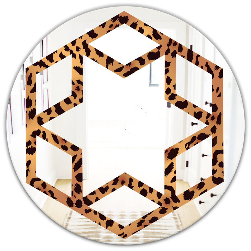 Miroir mural hexagonal en fourrure éclectique hexagonale, H 23,6 po x l 23,6 po