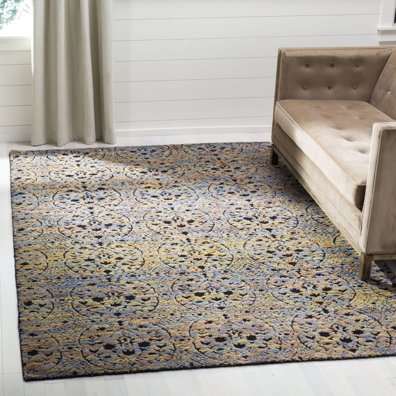 Castilla Hand Tufted Wool Blue/Gold Area Rug, Rectangle 6' x 9'