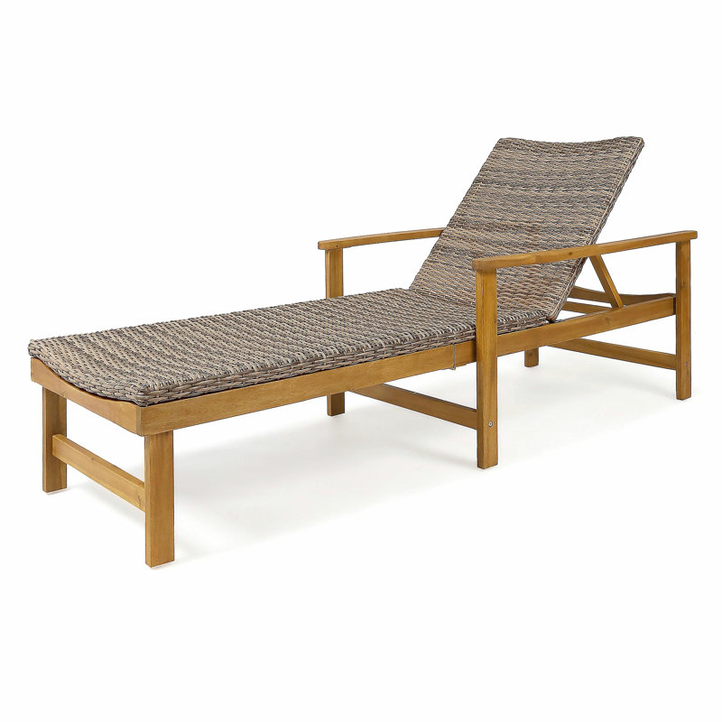 Chaise longue en bois et osier Hampton