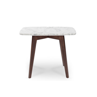 Marco 12" X 21" Rectangular Italian Carrara White Marble Table With Legs