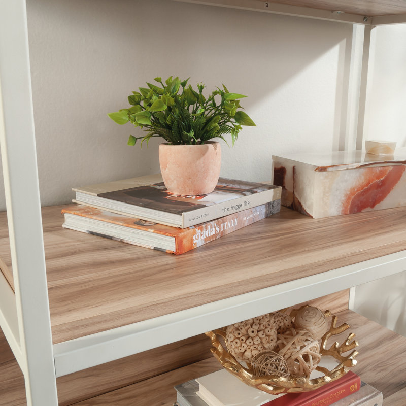 White and Kiln Acacia Adjustable Kids' Storage Bookcase with Doors