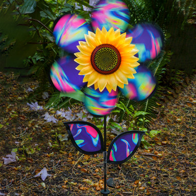 12-Inch Blue Pyschedlic Sunflower Spinner