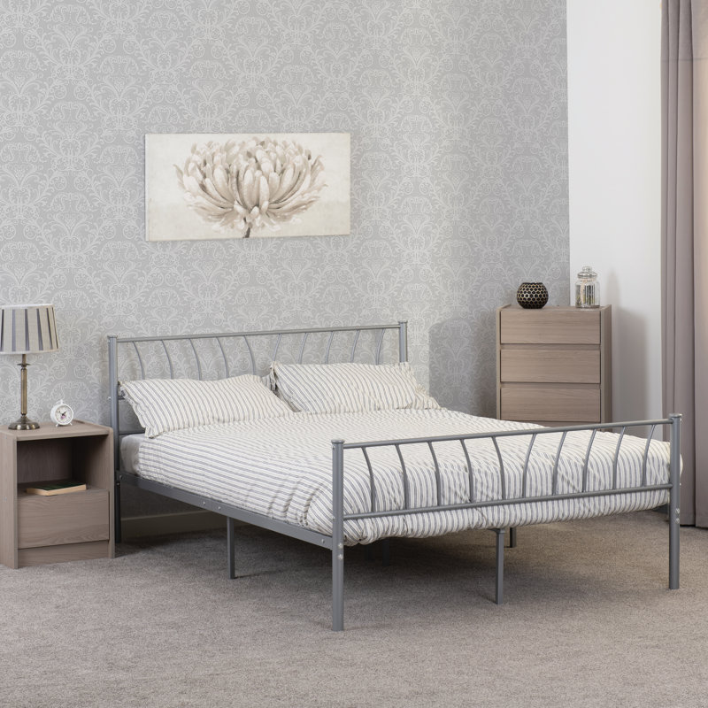 Sanyra Metal Bed, Silver, Double (4'6)