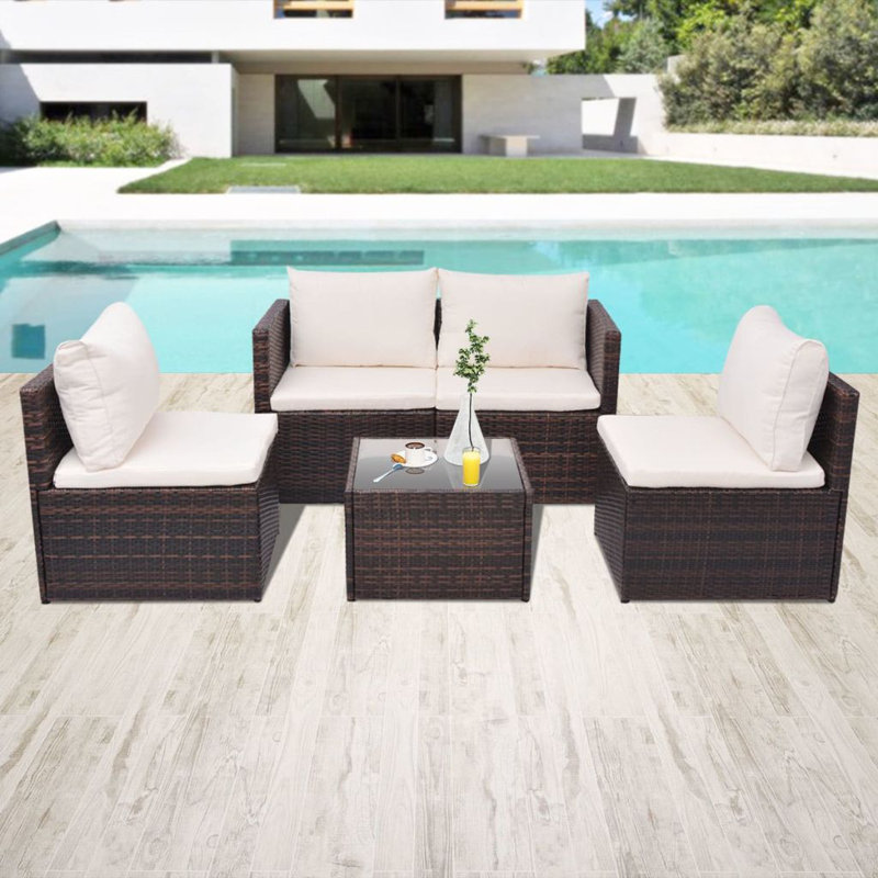 Méridienne 5 pièces avec coussins, Brown