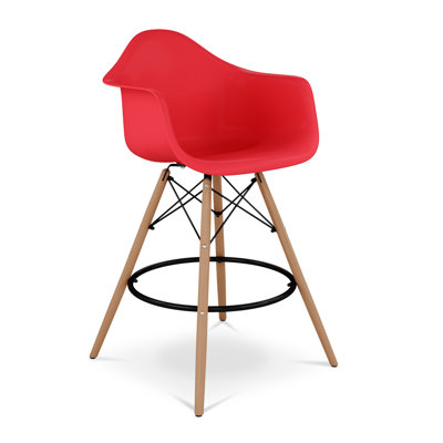 Modholic Eiffel Counter Stool With Arms, Red