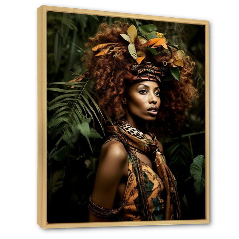 Impression sur toile Afropunk Haute Couture Jungle, H 20 po x l 12 po x P 1 po, Cadre naturel flottant