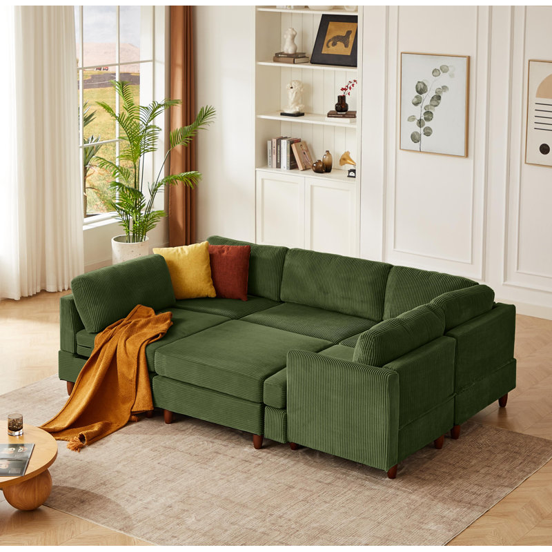 Canapé modulaire moderne, canapé convertible 6 places, Vert