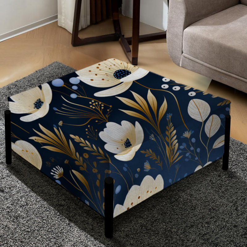 Artistic Essence Floral Pattern III - Floral Large Square Ottoman