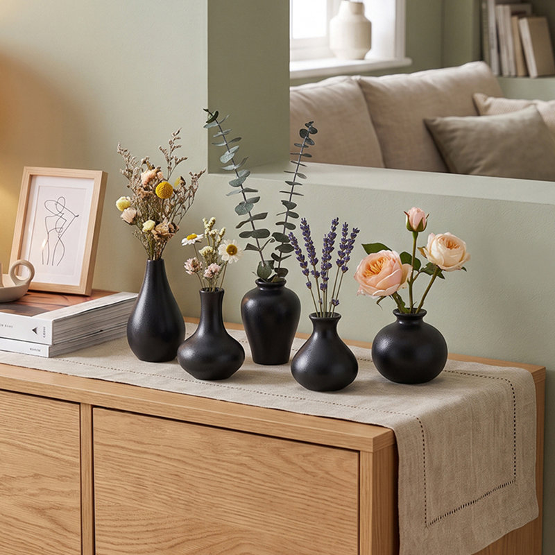 Black Decorative Urn - Set of 5