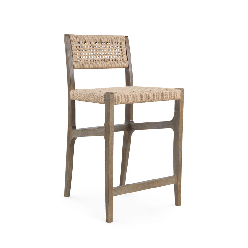 Eva Stool with Solid Wood Frame, Driftwood