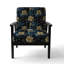 Fauteuil d'appoint rembourré bohémien et éclectique bleu et jaune Cosmic Damask Whirls II