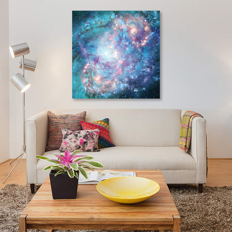 «Abstract Galaxy», impression sur toile tendue, H 18 po x l 18 po x P 1,5 po, Toile avec cadre noir, Pas de tapis