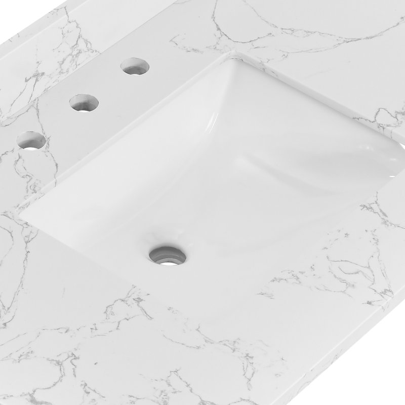 Comptoir-lavabo en pierre reconstituée de 122 cm (48 po) avec lavabo et dosseret en céramique, 48