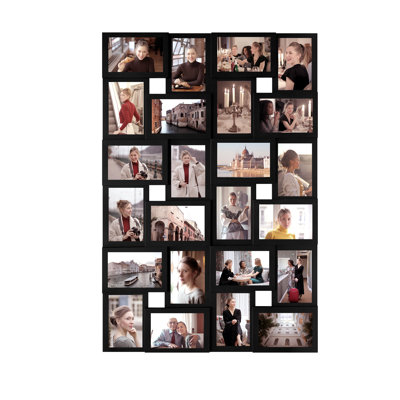 24-Photo Black Collage Picture Frame, Vertical & Horizontal Wall Gallery Decor