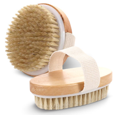 Cheer Collection Set of 2 Round and Oval Natural Bristle Exfoliating Body Brushes