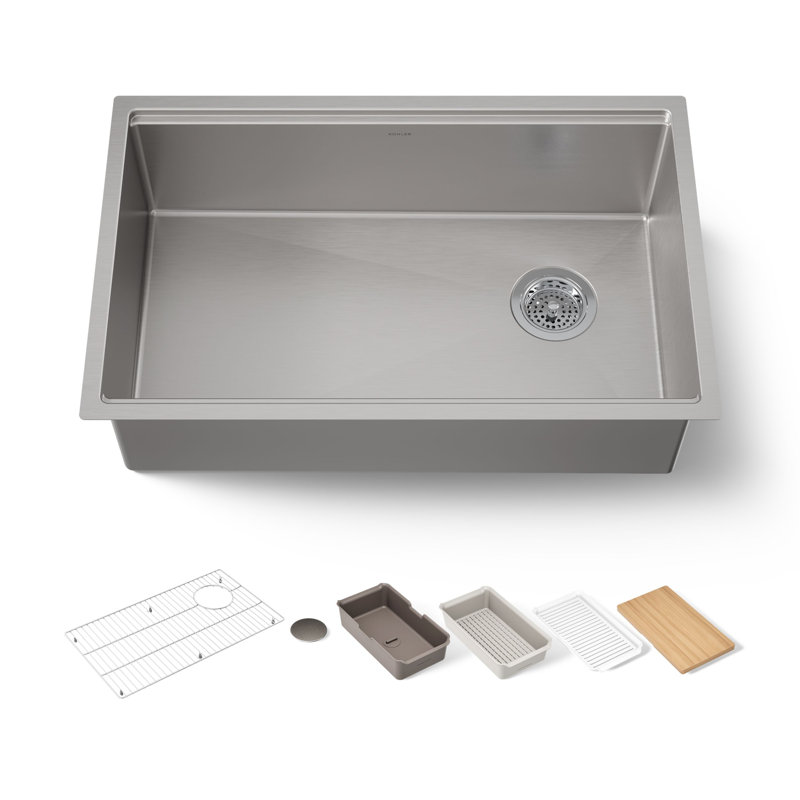 Strive® 29 po Évier de cuisine encastré à simple cuve avec station de travail