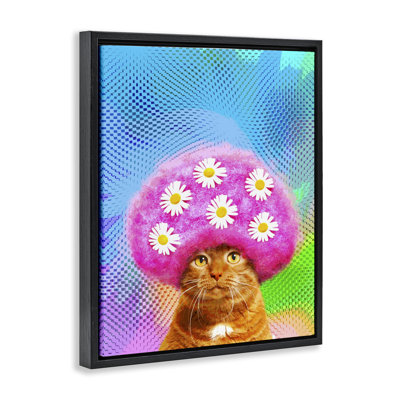 «Groovy Daisy Wig Cat Floater», art mural sur toile par Michael Quacken