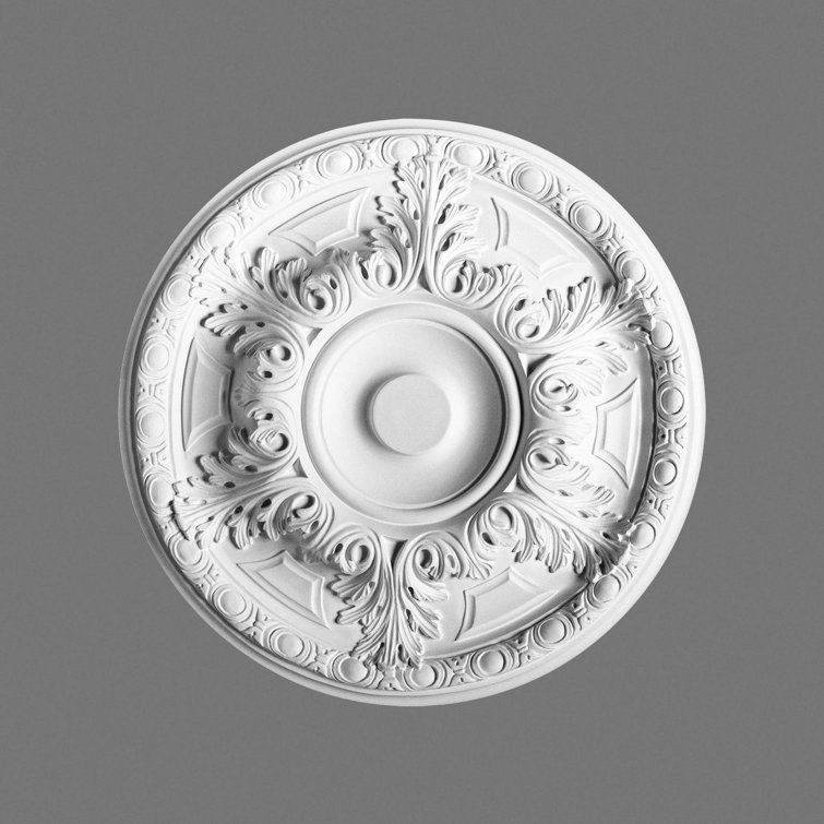 19-1/4 in x 19-1/4 in x 1-7/8 in Foliage and Flowers Primed White Polyurethane Ceiling Medallion