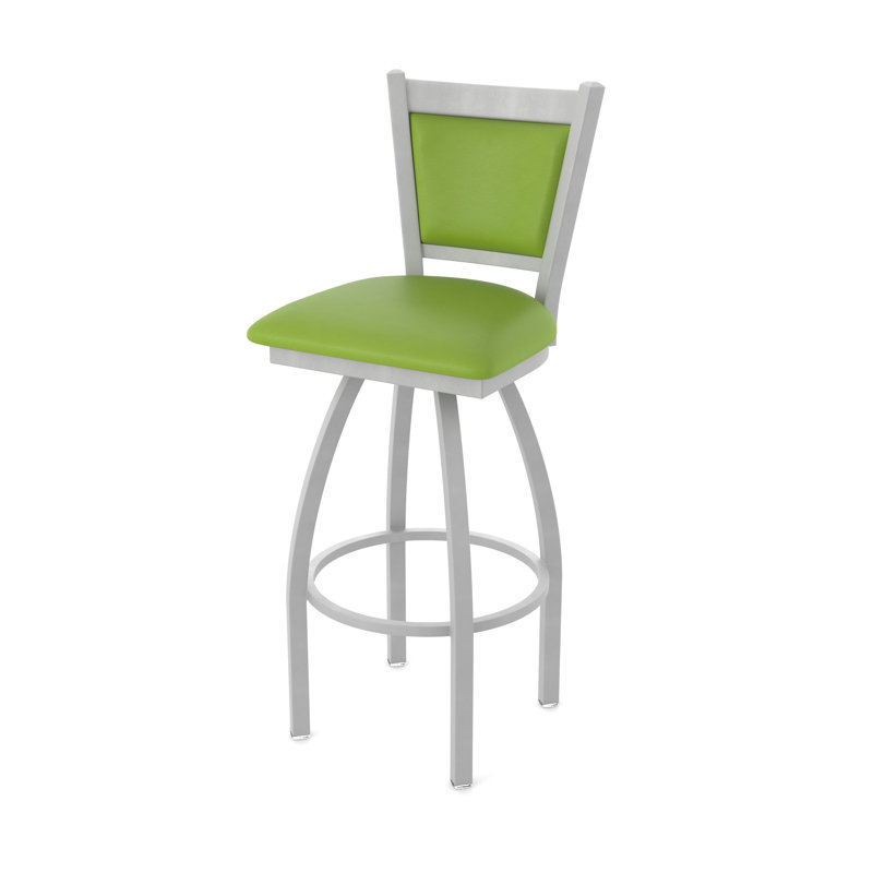 Tabouret pivotant Hadleigh, Nickel anodisé, Tabouret de bar (siège d'une hauteur de 36 po), Vinyle - vert kiwi Canter