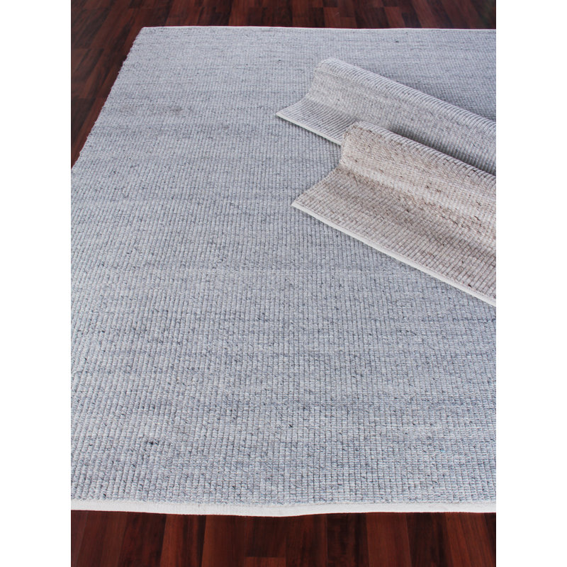 Hesse Hand-Loomed Polyester/Cotton Light Silver Area Rug, Rectangle 6' x 9'