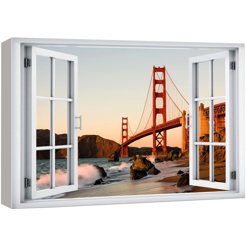 Golden Gate Bridge Scenic Window View Canvas Art