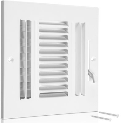 Ceiling Register - 10X8" Ceiling Register Vent Cover – 3-Way White Grille with Adjustable Damper for HVAC Heat and Cold