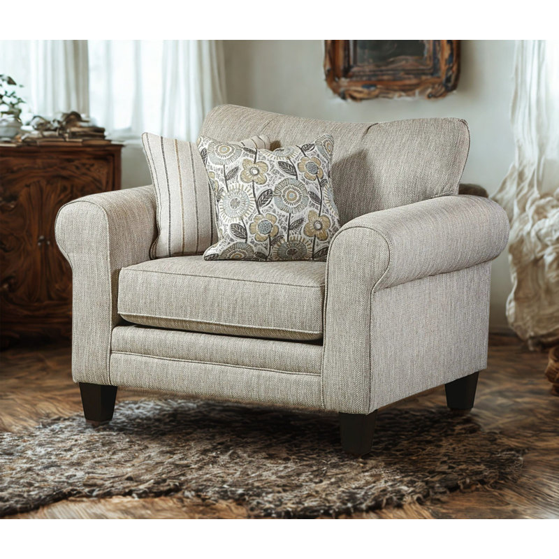 Aravis Upholstered Chair And A Half, Beige 100% Polyester