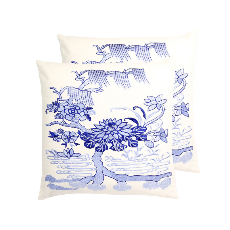 Coussin en coton Chinoiserie, Plumes