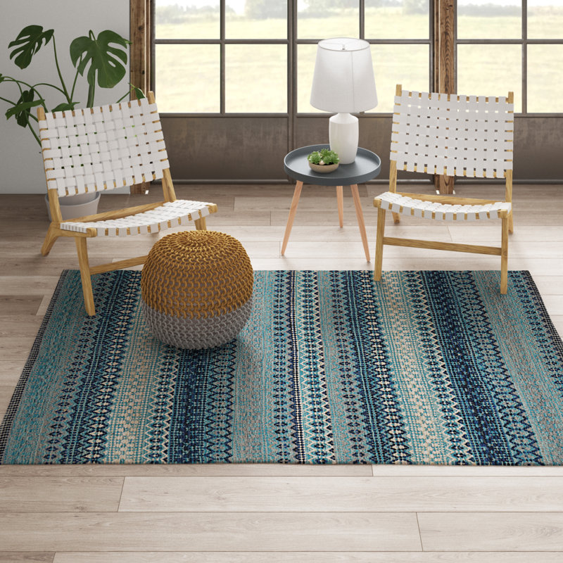 Saffron Geometric Cotton Hand Woven Area Rug, Rectangle 120 x 170cm