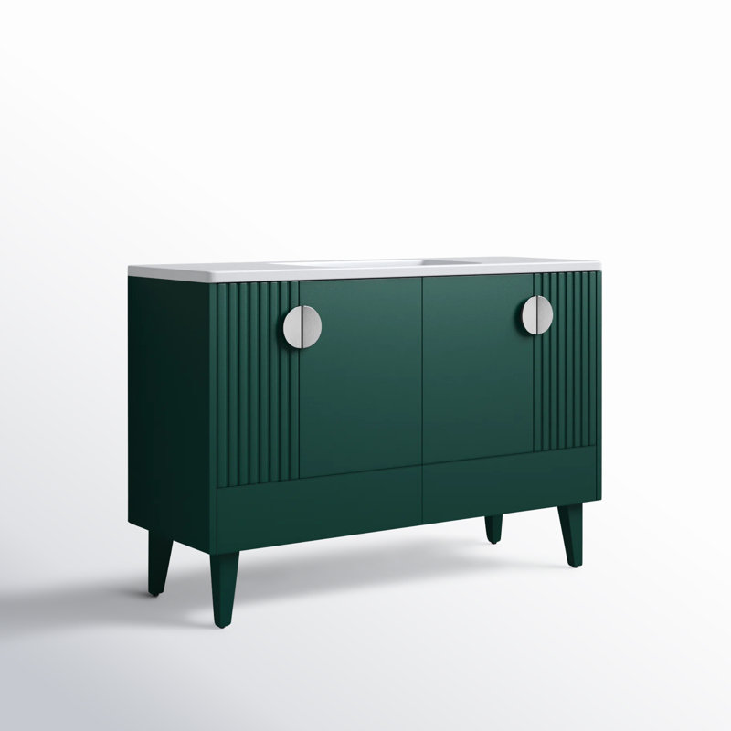 Ensemble de meuble-lavabo simple 48 po Saimah, Chrome poli, Vert
