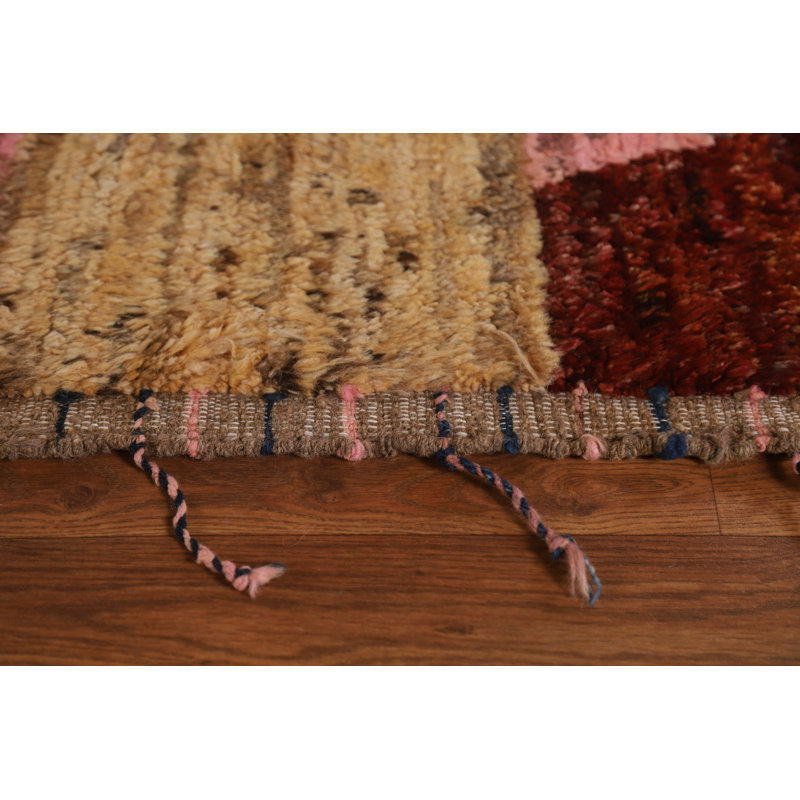 Tapis multicolore en laine noué à la main de conception unique 8 pi 7 po x 9 pi 8 po New Age