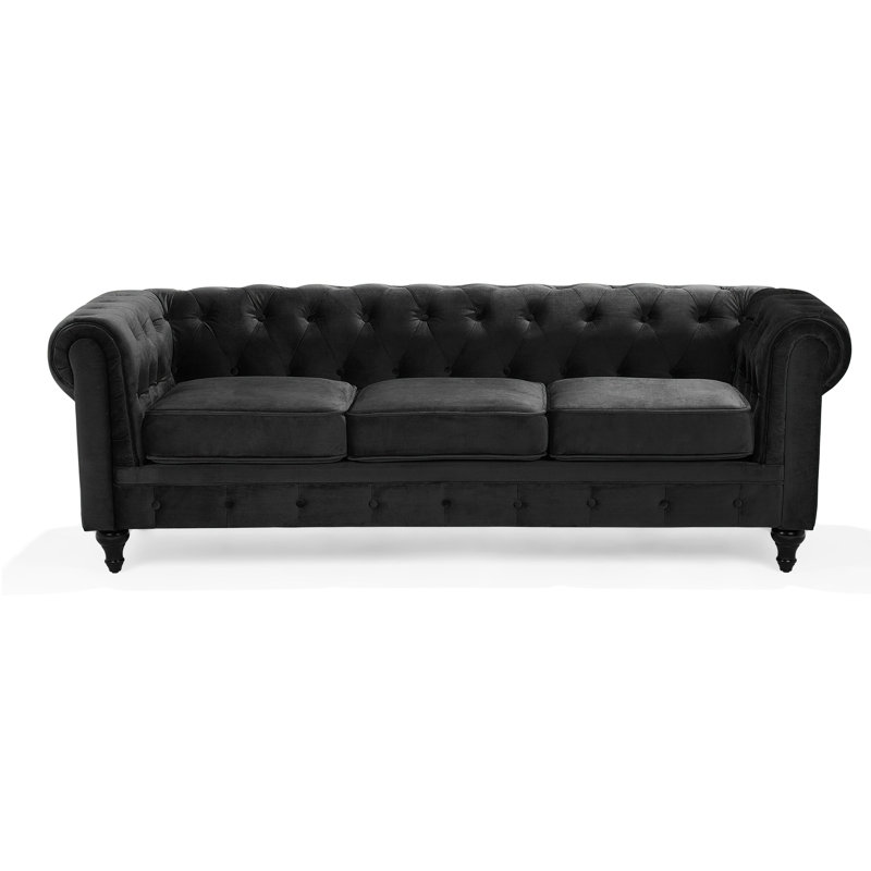 Streeter 3 Seater Velvet Sofa, Black
