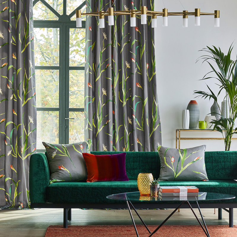 Saona Fabric, Kiwi/Charcoal