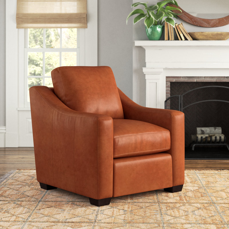 Cranbrook Upholstered Armchair, Bruno Canyon Genuine Leather
