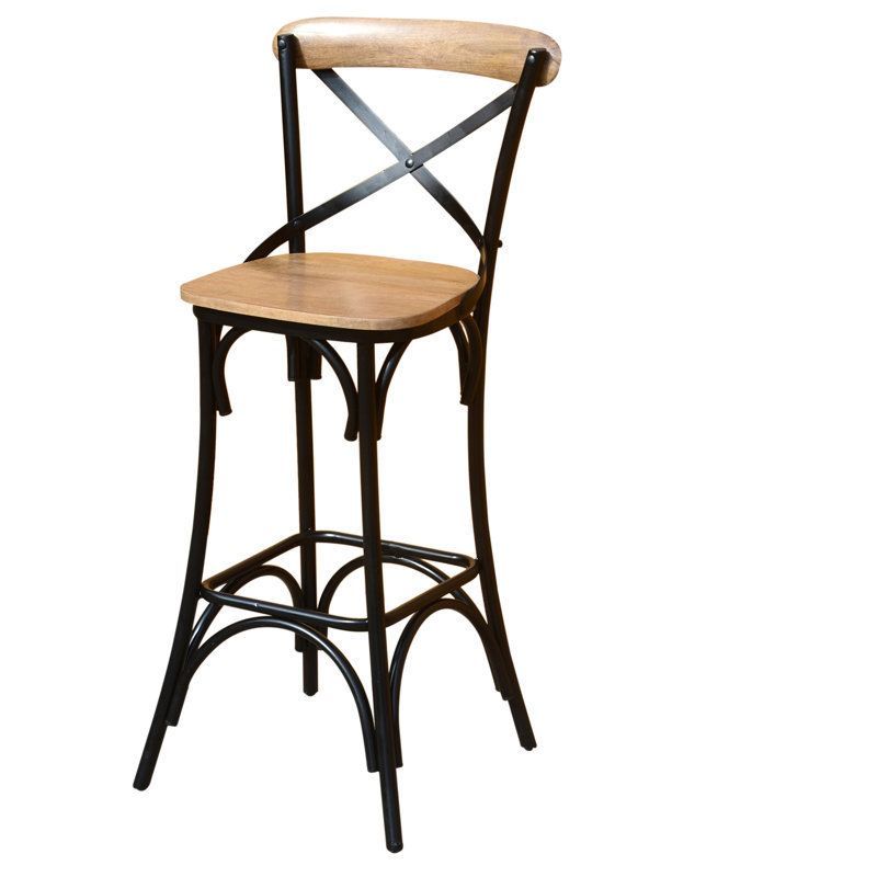 Cedar Creek Elegant 43'' Rustic Wood and Metal Barstool