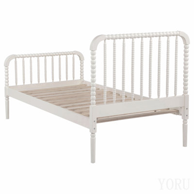 White Wood Twin Open Frame Bed