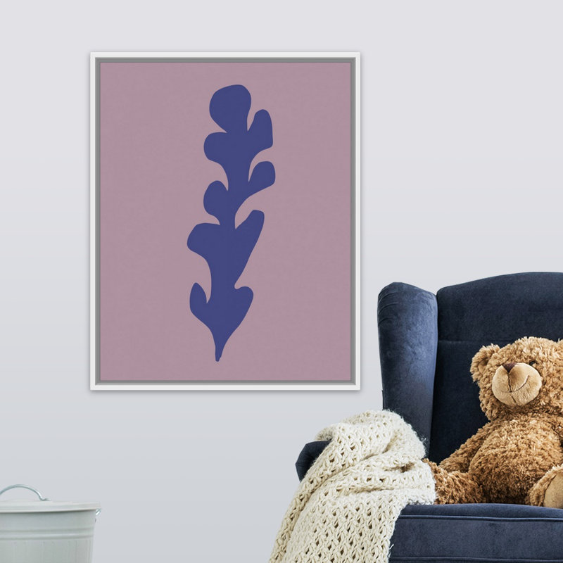 « varech viii kids », art encadré, Cadre flottant blanc avec toile / mauve / rose, H 30 po x l 24 po x P 1,2 po