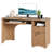 55Inch Fluted Executive Desk with Fingerprint Lock, Modern Computer Writing Desks with Power Outlet, Home Office Desk with Keyboard Tray and Open Storage Compartment-1971196487