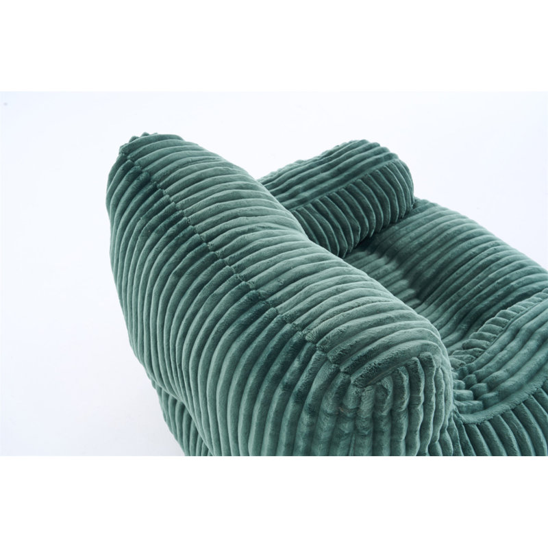 Fauteuil à billes 010-Soft Fluffy Velours côtelé, Green