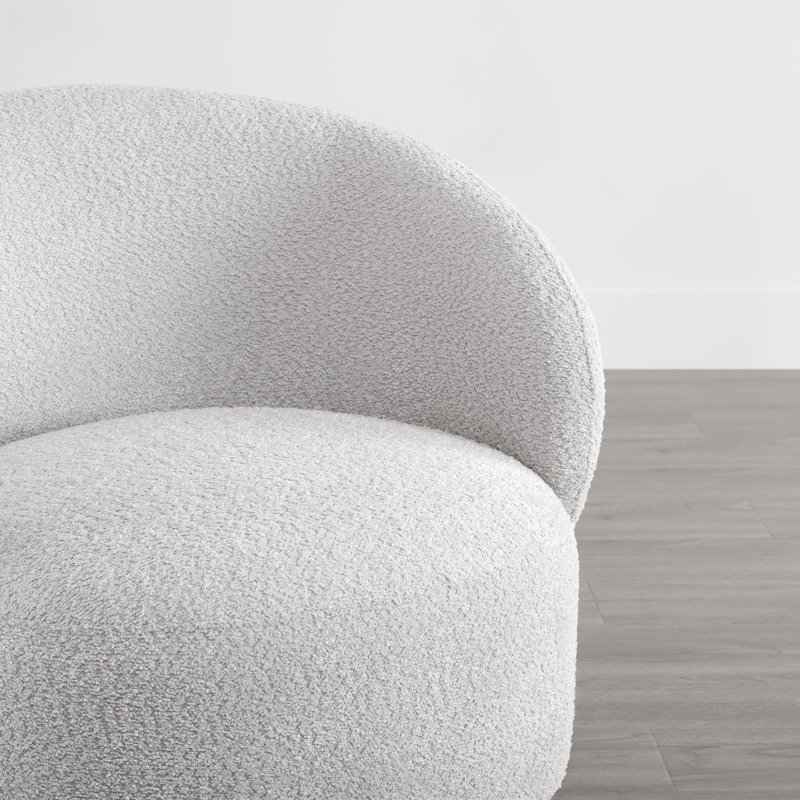 Modern Swivel Barrel Chairs With Wood Base, Gray