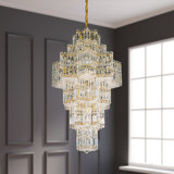 Equinoxe 35 Light 22.5in x 41.5in Pendant in Polished Gold with Clear Optic Crystals
