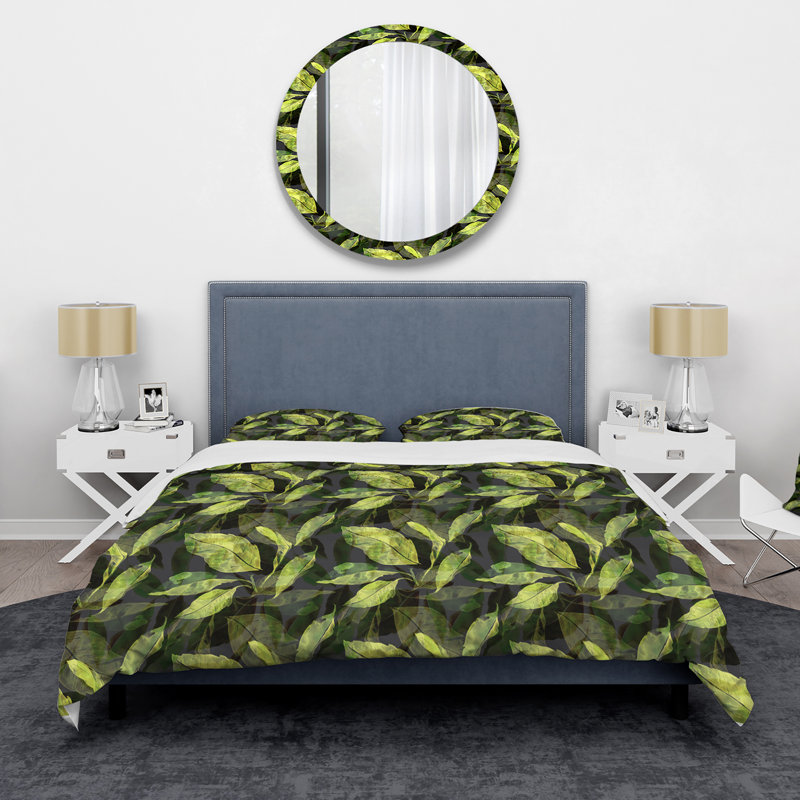 Motif de feuilles tropicales vertes - ensemble de housse de couette tropical - polyester en microfibre