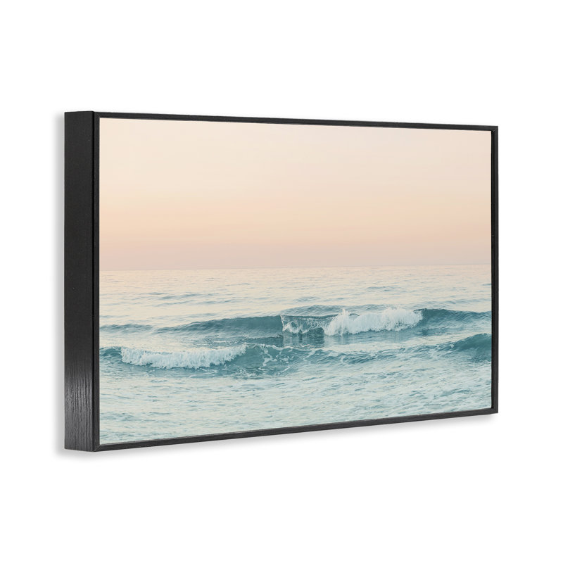 Grèce, vagues de l'océan, estampe numérique par Sissi et Seb, Giclée encadrée noir minuit, H 20 po x l 30 po