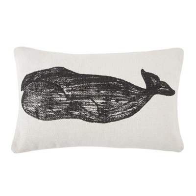 Whale Cotton Reversible Throw Pillow