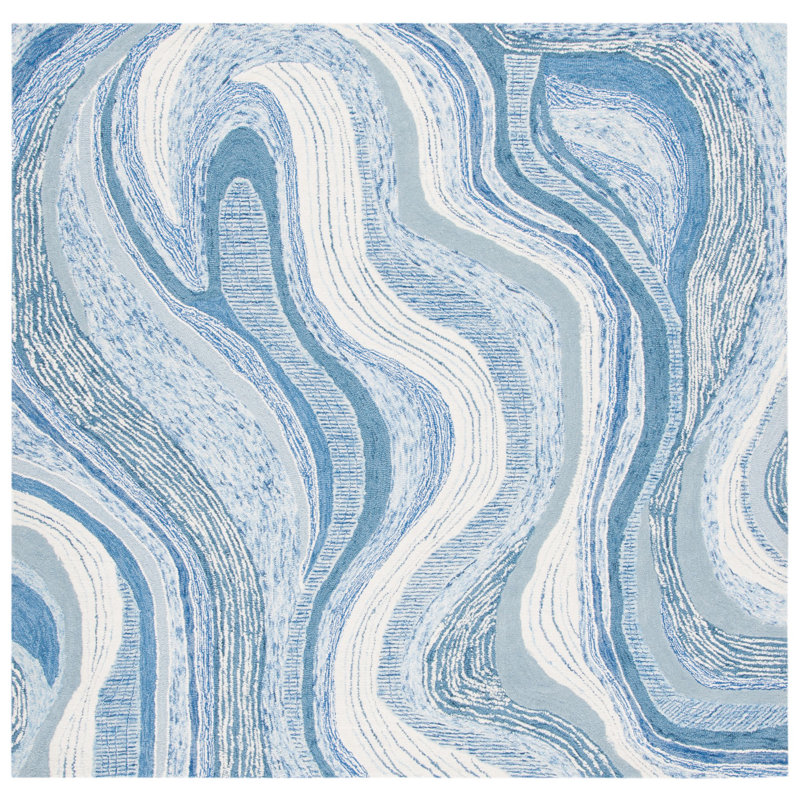 Albrian Hand Tufted Wool And Cotton With Latex Abstract Rug, Square 6'