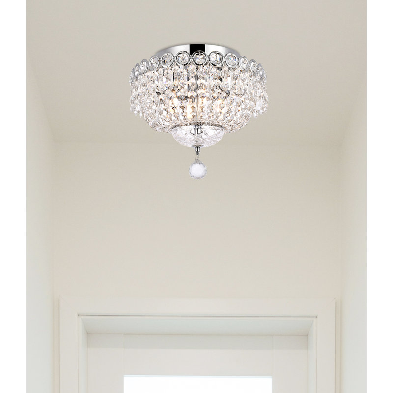 Plafonnier semi-encastré 4 lumières Stoltz, H 10 po x l 12 po x p 12 po, Chrome